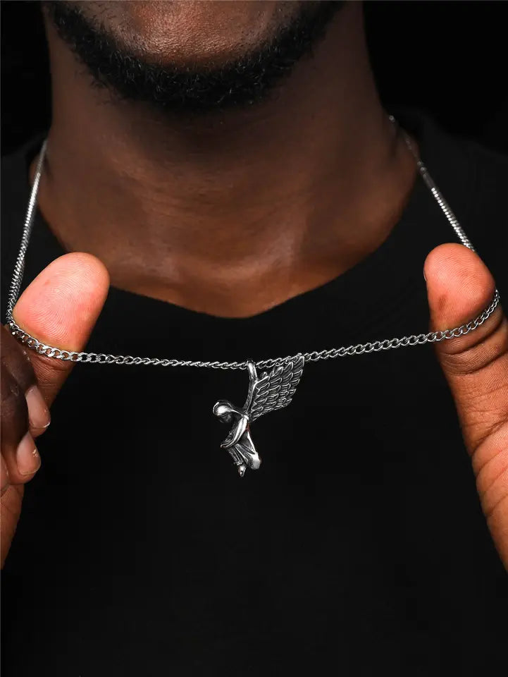Zilveren engel ketting